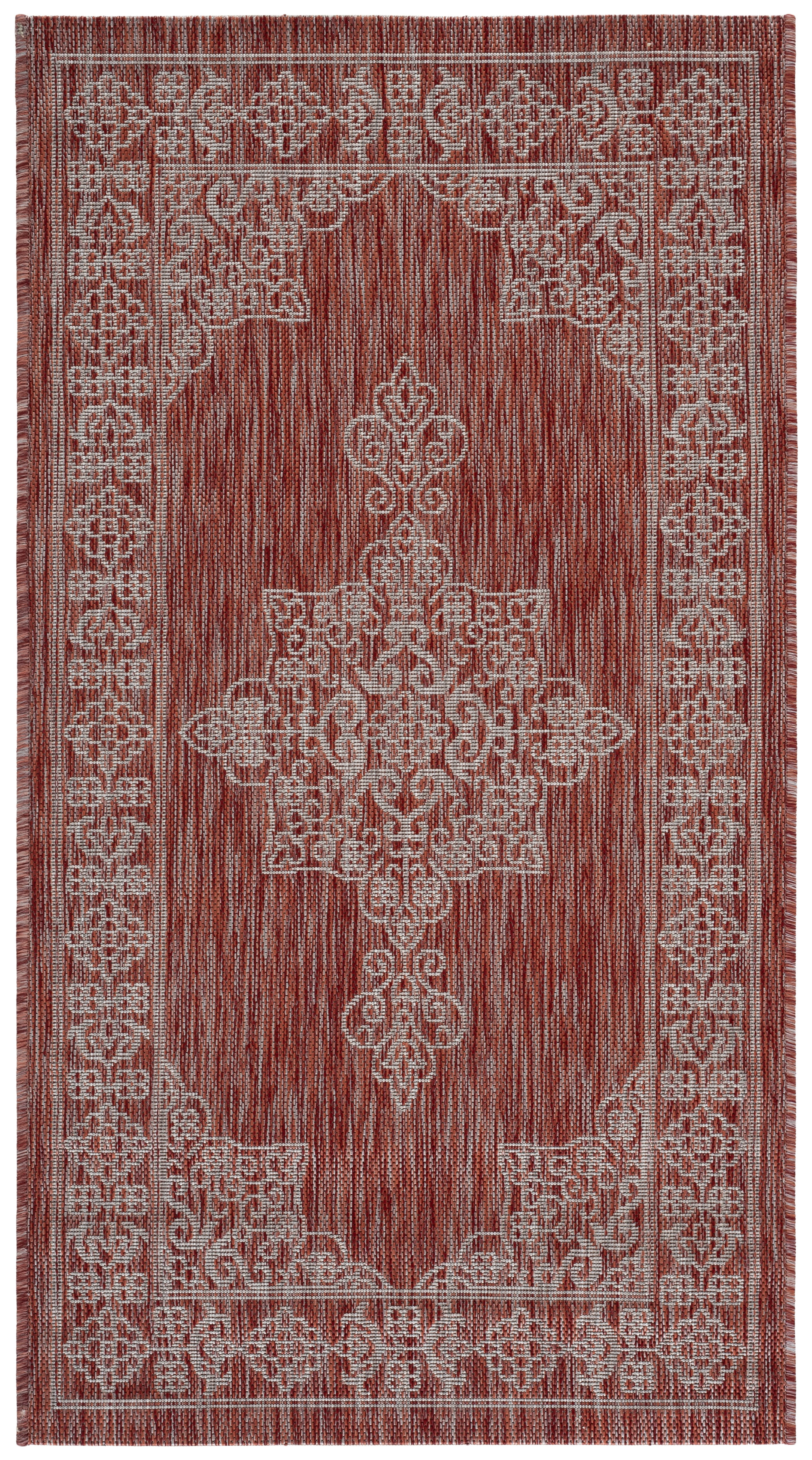 SAFAVIEH Courtyard Delbet Medallion Indoor/Outdoor Area Rug, Rust/Ivory, 2'7" x 5'