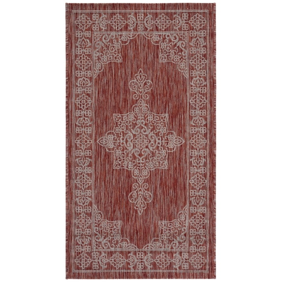 SAFAVIEH Courtyard Delbet Medallion Indoor/Outdoor Area Rug, Rust/Ivory, 2'7" x 5'
