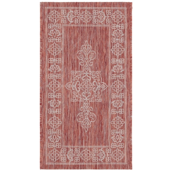 SAFAVIEH Courtyard Delbet Medallion Indoor/Outdoor Area Rug, Rust/Ivory, 2' x 3'7"