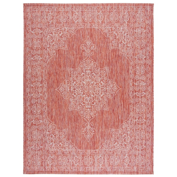 SAFAVIEH Courtyard Delbet Medallion Indoor/Outdoor Area Rug, Rust/Ivory, 8' x 10'