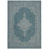 SAFAVIEH Courtyard Delbet Medallion Indoor/Outdoor Area Rug, Teal/Ivory, 2'7" x 5'