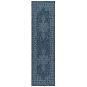 SAFAVIEH Courtyard Delbet Medallion Indoor/Outdoor Runner Rug, Navy/Ivory, 2'3" x 6'7"