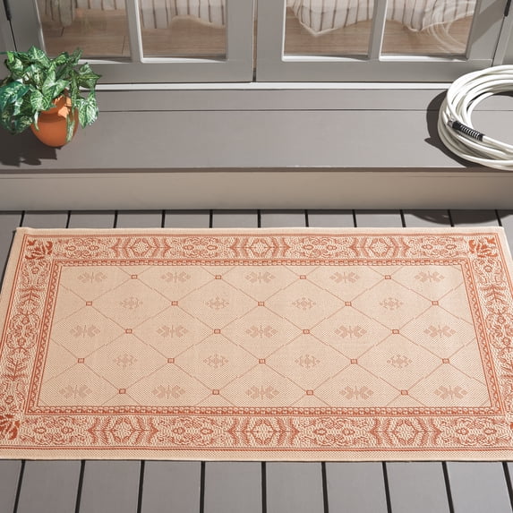 Safavieh Courtyard Derek Oriental Indoor/Outdoor Area Rug, Natural/Terracotta, 2'7" x 5'