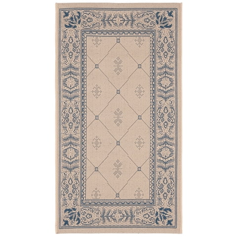 Safavieh Courtyard Derek Oriental Indoor/Outdoor Area Rug, Natural/Blue, 2' x 3'7"