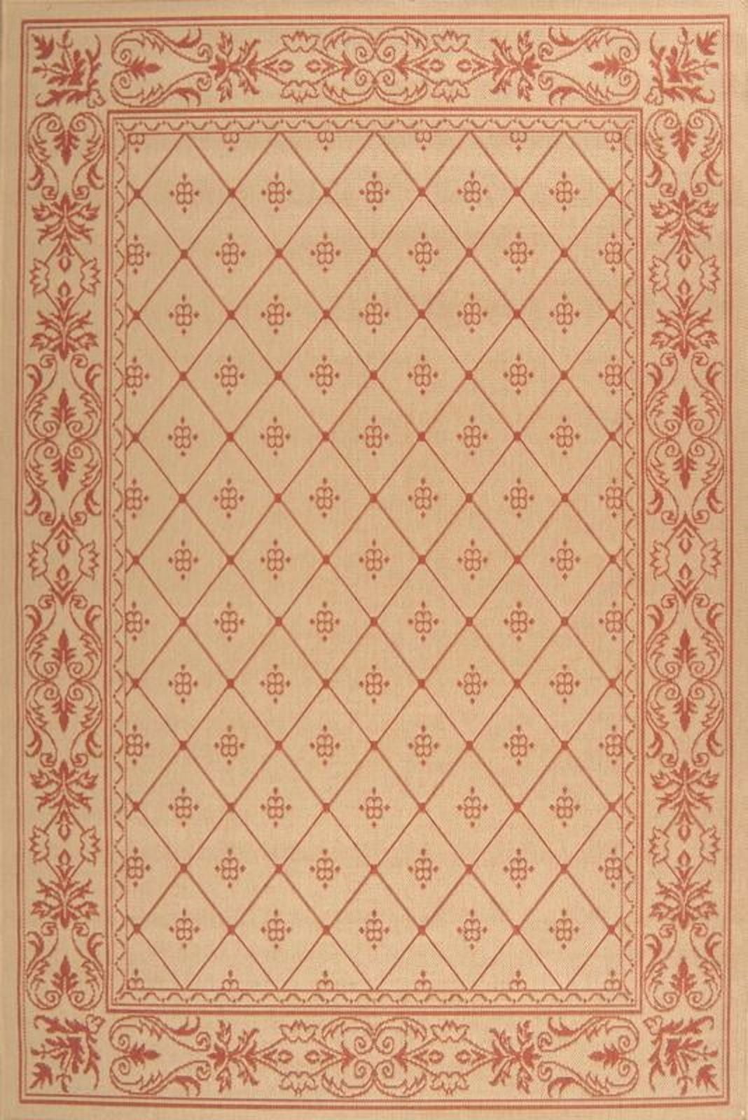 Safavieh Courtyard Derek Oriental Indoor/Outdoor Area Rug, Natural/Terracotta, 4' x 5'7"