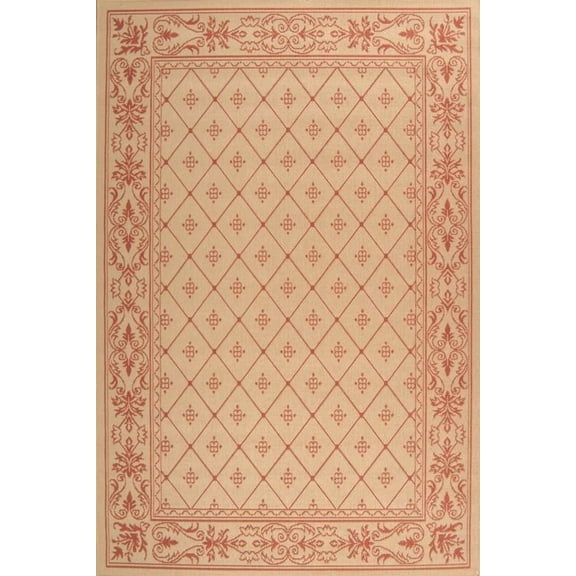 Safavieh Courtyard Derek Oriental Indoor/Outdoor Area Rug, Natural/Terracotta, 4' x 5'7"