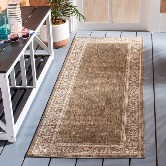 Safavieh Courtyard Derek Oriental Indoor/Outdoor Runner Rug, Brown/Natural, 2'3" x 6'7"