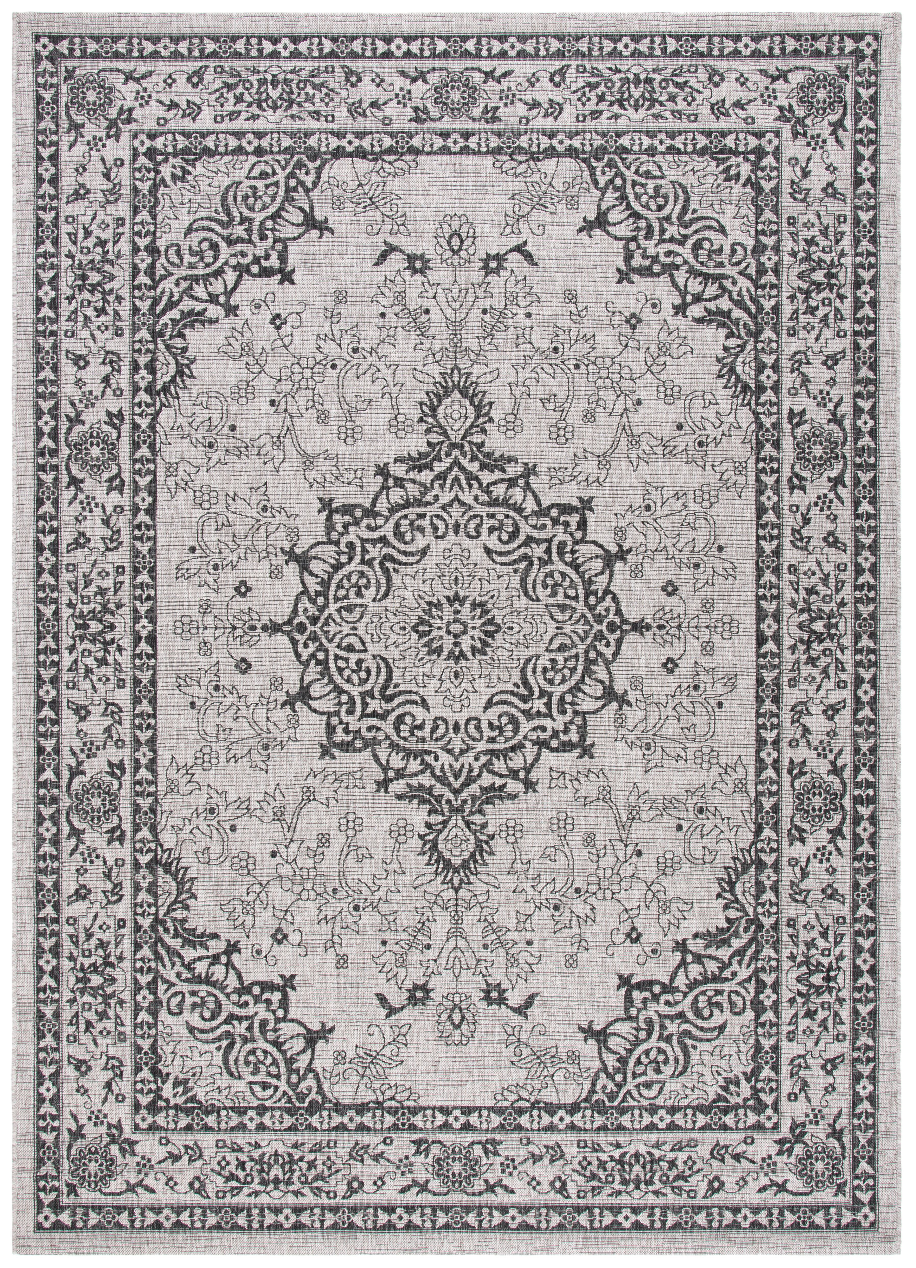 SAFAVIEH Courtyard Desi Medallion Indoor/Outdoor Area Rug, Beige/Black, 8' x 11'