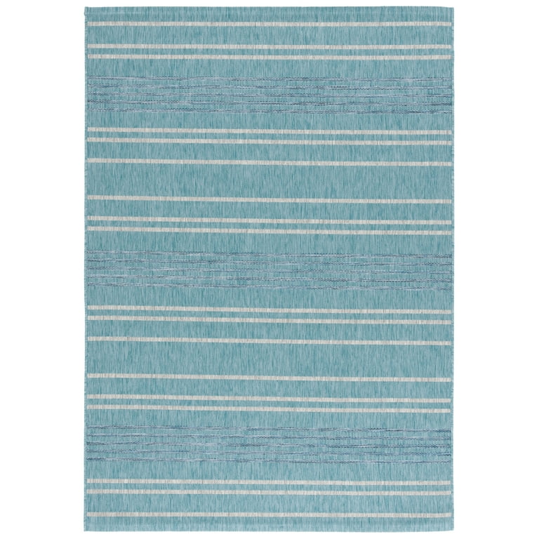 7' x 9' Blue and Gray Striped Indoor Outdoor Area Rug 7' x 9' Blue and Gray Striped Indoor Outdoor Area Rug