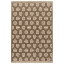 SAFAVIEH Courtyard Dimitri Damask Indoor/Outdoor Area Rug, Brown/Beige, 5'1" x 7'6"