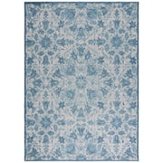 SAFAVIEH Courtyard Donal Floral Indoor/Outdoor Area Rug, Grey/Navy, 8' x 11'