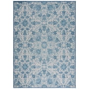 SAFAVIEH Courtyard Donal Floral Indoor/Outdoor Area Rug, Grey/Navy, 8' x 11'