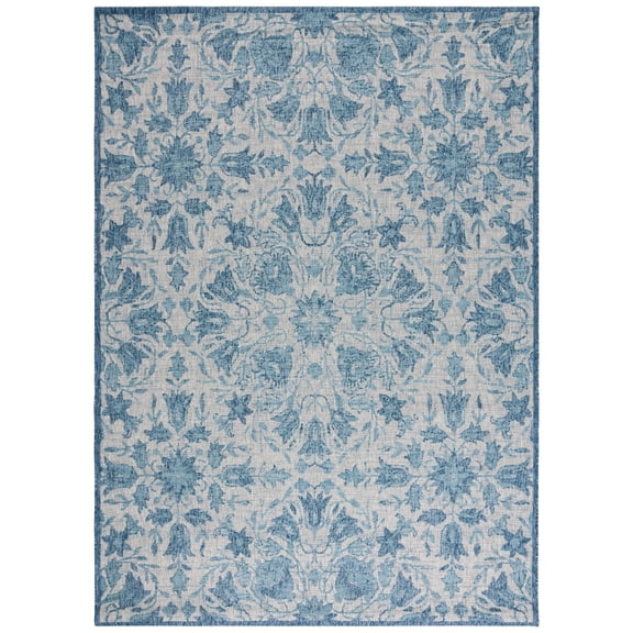 SAFAVIEH Courtyard Donal Floral Indoor/Outdoor Area Rug, Grey/Navy, 8' x 11'