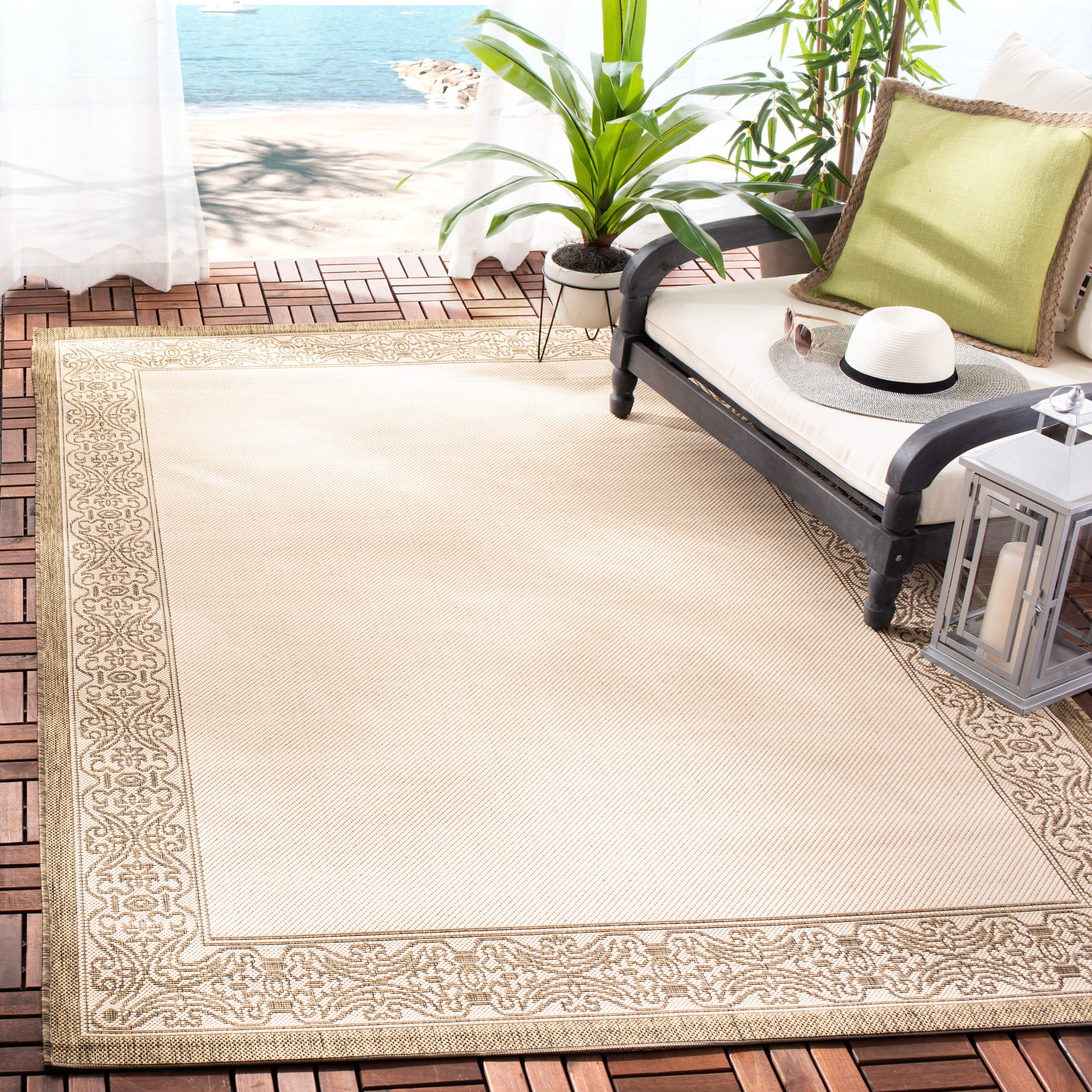 Safavieh Courtyard Donna Botanical Indoor/Outdoor Area Rug, Natural ...