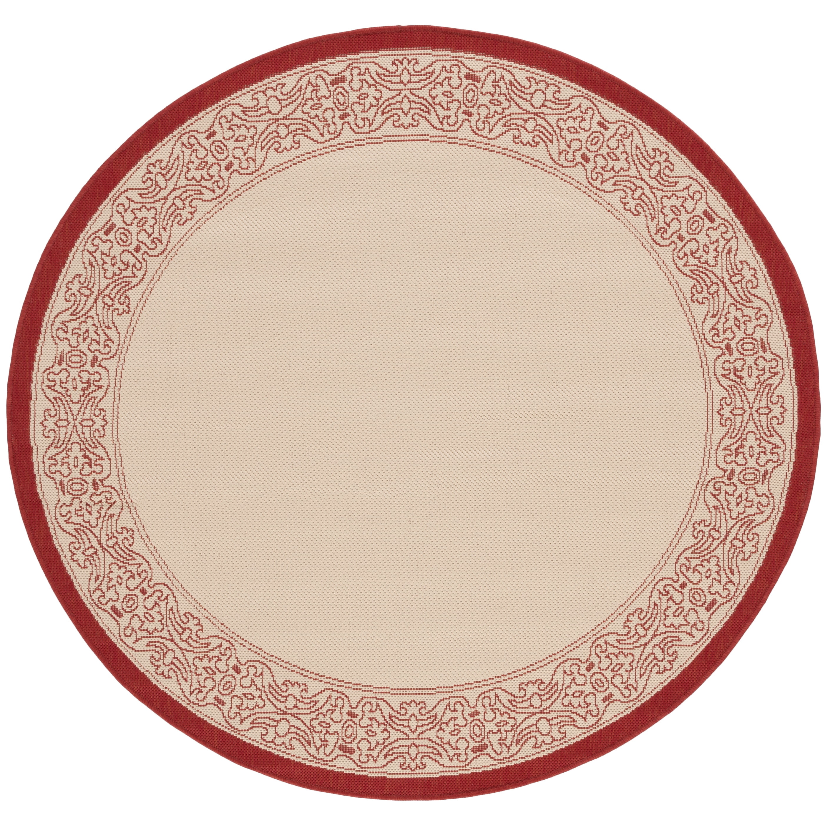 Safavieh Courtyard Donna Botanical Indoor/Outdoor Area Rug, Natural/Red, 5'3" x 5'3" Round