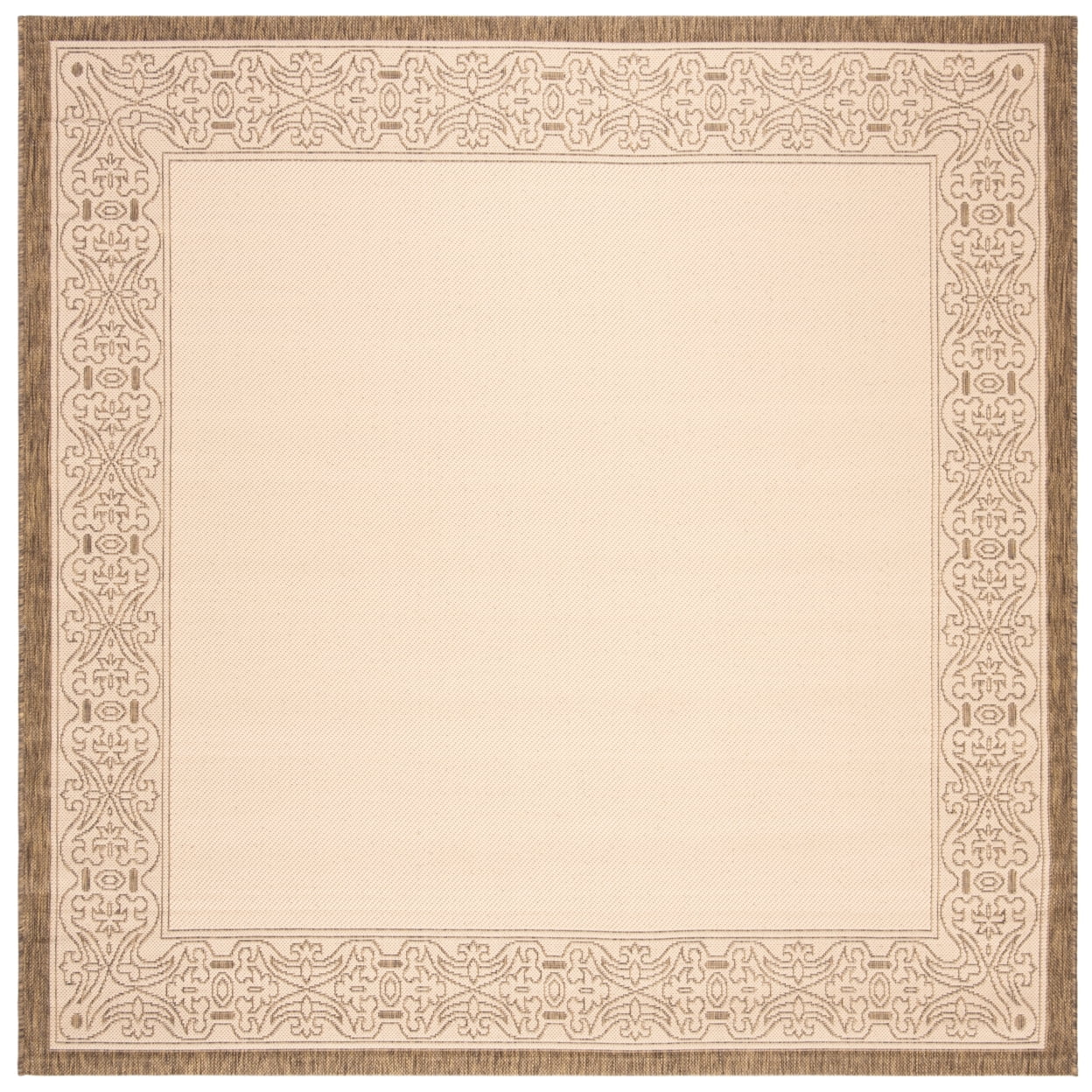 Courtyard Natural Beige Synthetic Square Outdoor Rug