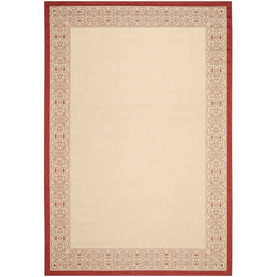 Safavieh Courtyard Donna Botanical Indoor/Outdoor Area Rug, Natural/Red, 6'7" x 9'6"