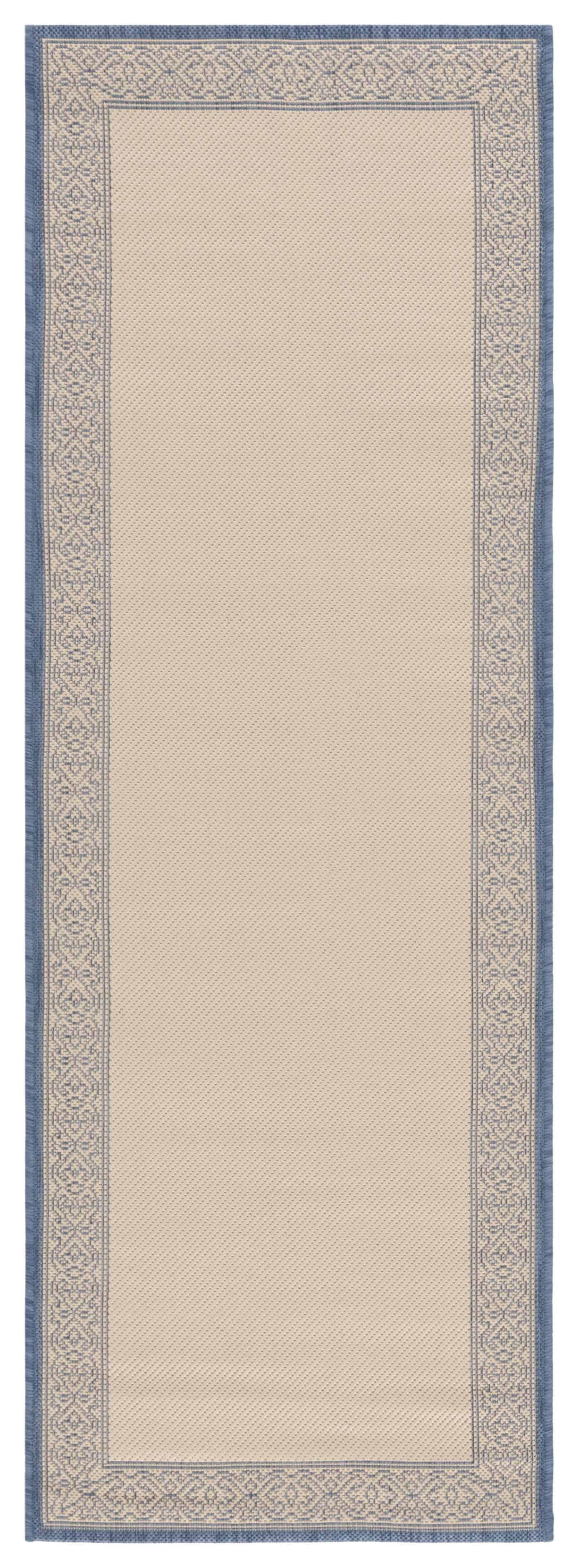 Safavieh Courtyard Donna Botanical Indoor/Outdoor Runner Rug, Natural/Blue, 2'3" x 6'7"