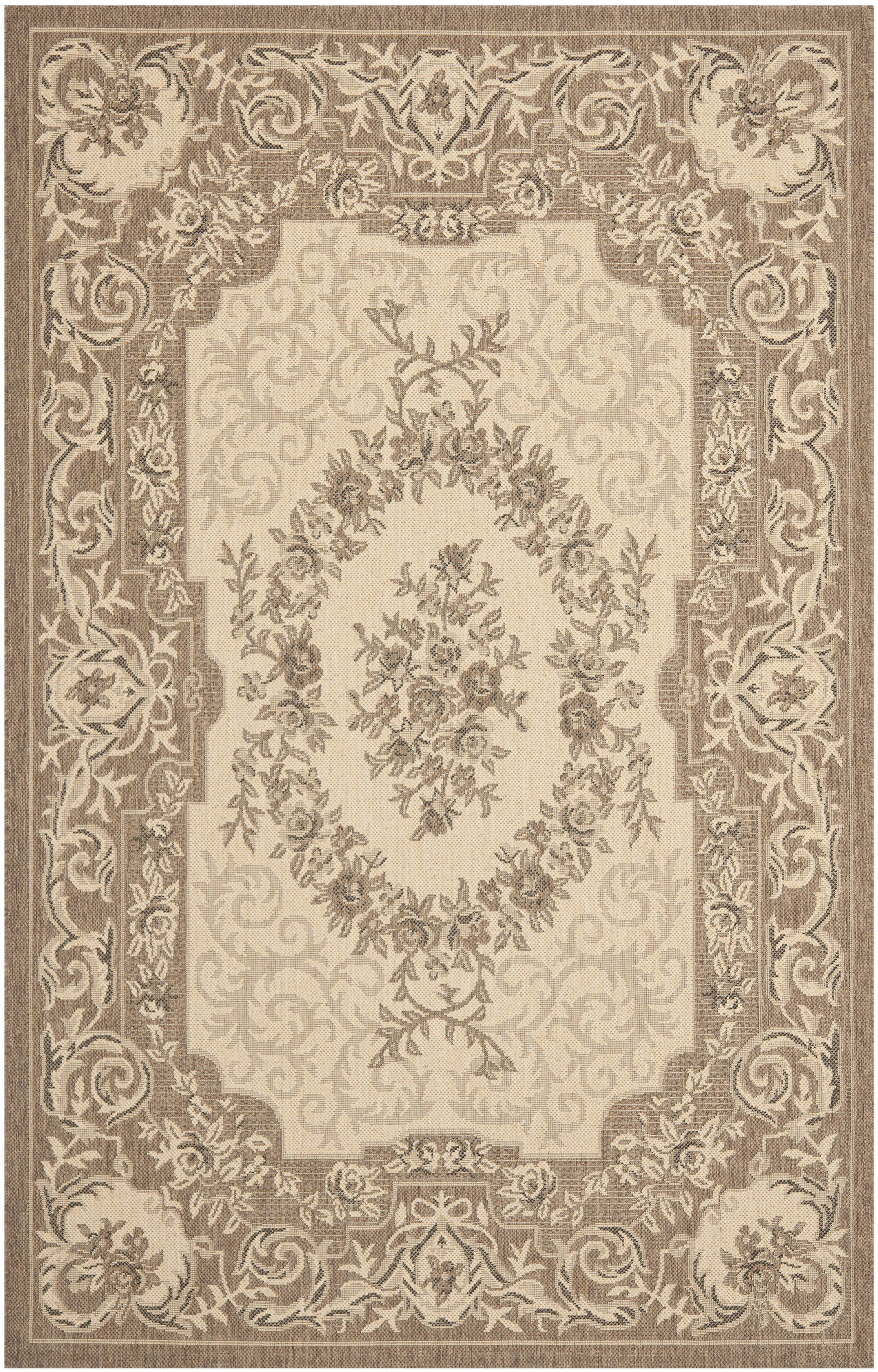 Contemporary Brown Synthetic 79" Indoor/Outdoor Area Rug