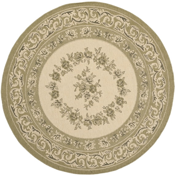 Safavieh Courtyard Dorian Oriental Indoor/Outdoor Area Rug, Cream/Green, 5'3" x 5'3" Round