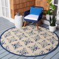 thumbnail image 1 of Safavieh Courtyard Duana Geometric Indoor/Outdoor Area Rug, Ivory/Navy, 6'7" x 6'7" Round, 1 of 8