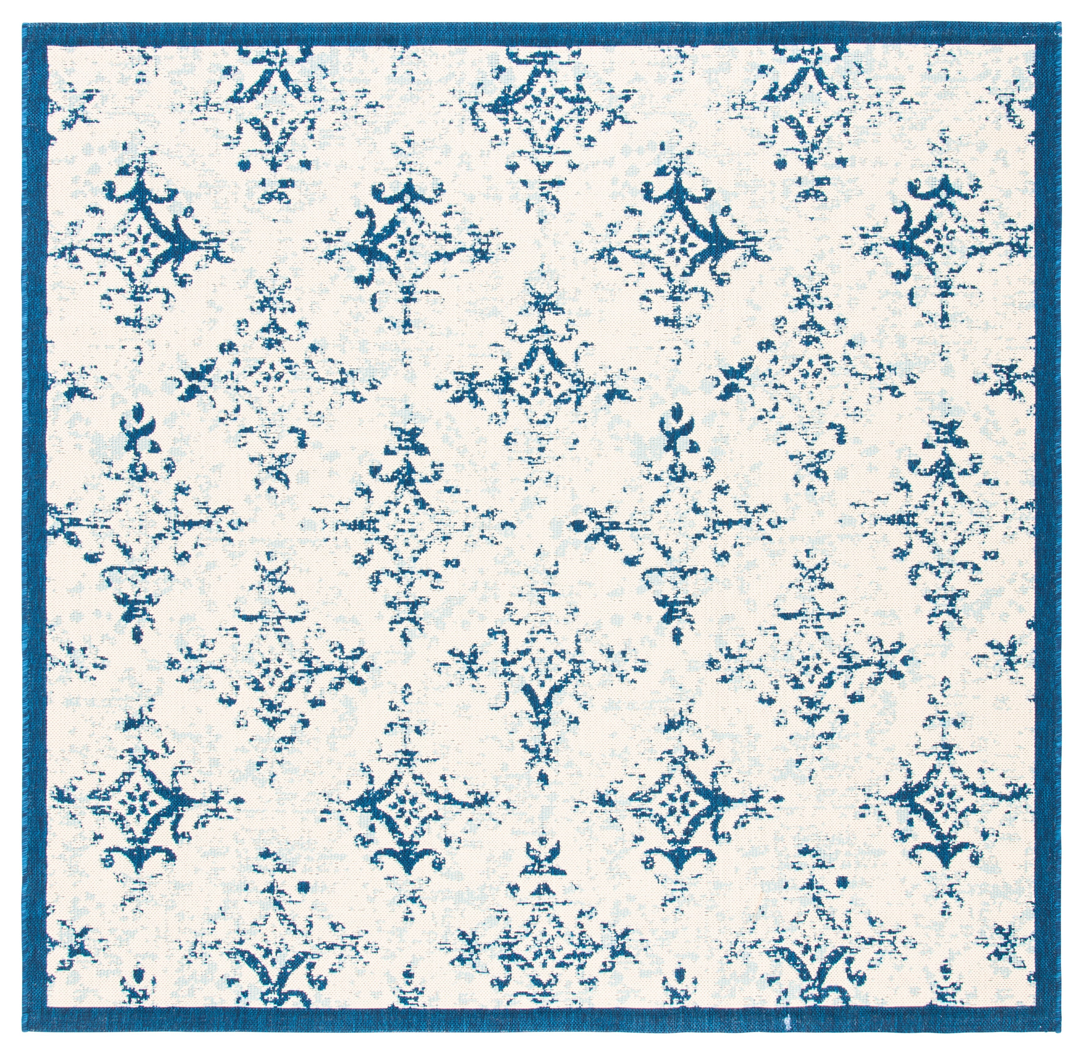 Safavieh Courtyard Duana Geometric Indoor/Outdoor Area Rug, Ivory/Navy, 6'7" x 6'7" Square