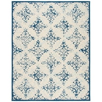 SAFAVIEH Courtyard Duana Geometric Indoor/Outdoor Area Rug, Ivory/Navy, 9' x 12'