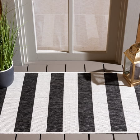 Safavieh Courtyard Earl Striped Indoor/Outdoor Area Rug, Ivory/Black, 2'7" x 5'