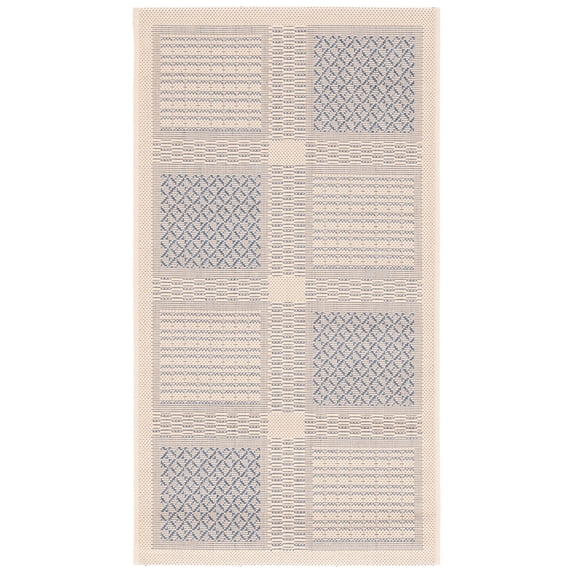 Safavieh Courtyard Eileen Geometric Indoor/Outdoor Area Rug, Natural/Blue, 2'7" x 5'