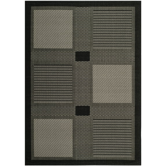 Safavieh Courtyard Eileen Geometric Indoor/Outdoor Area Rug, Black/Sand, 4' x 5'7"