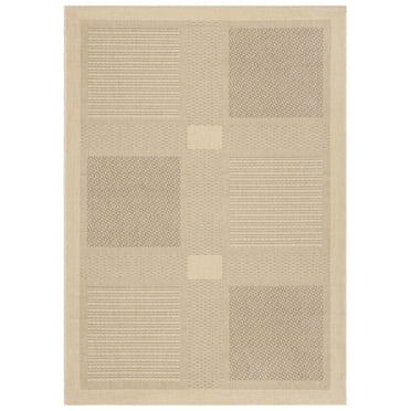 SAFAVIEH Courtyard Eileen Geometric Indoor/Outdoor Area Rug, 4' x 5'7", Natural/Brown
