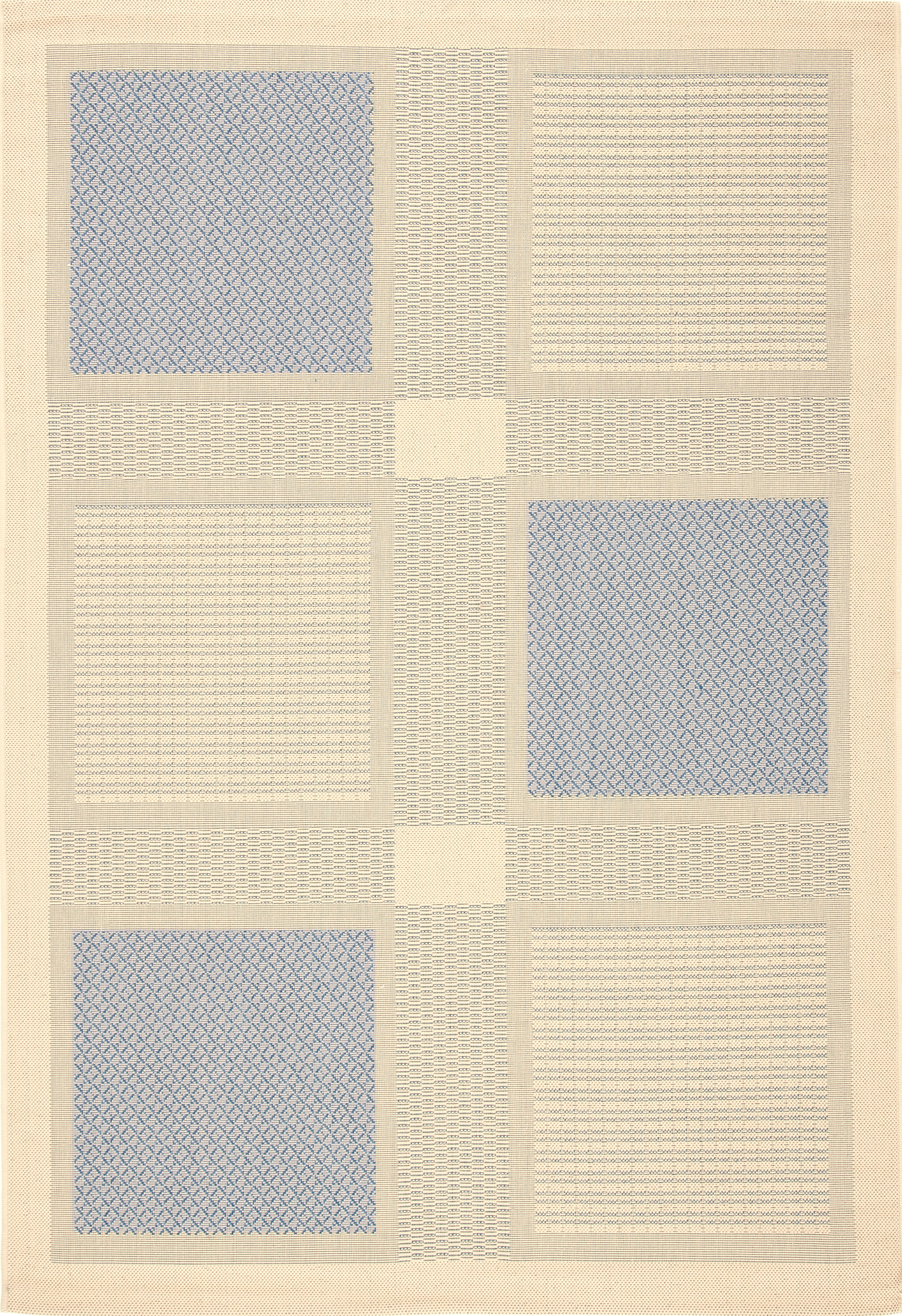 Safavieh Courtyard Eileen Geometric Indoor/Outdoor Area Rug, Natural/Blue, 5'3" x 7'7"