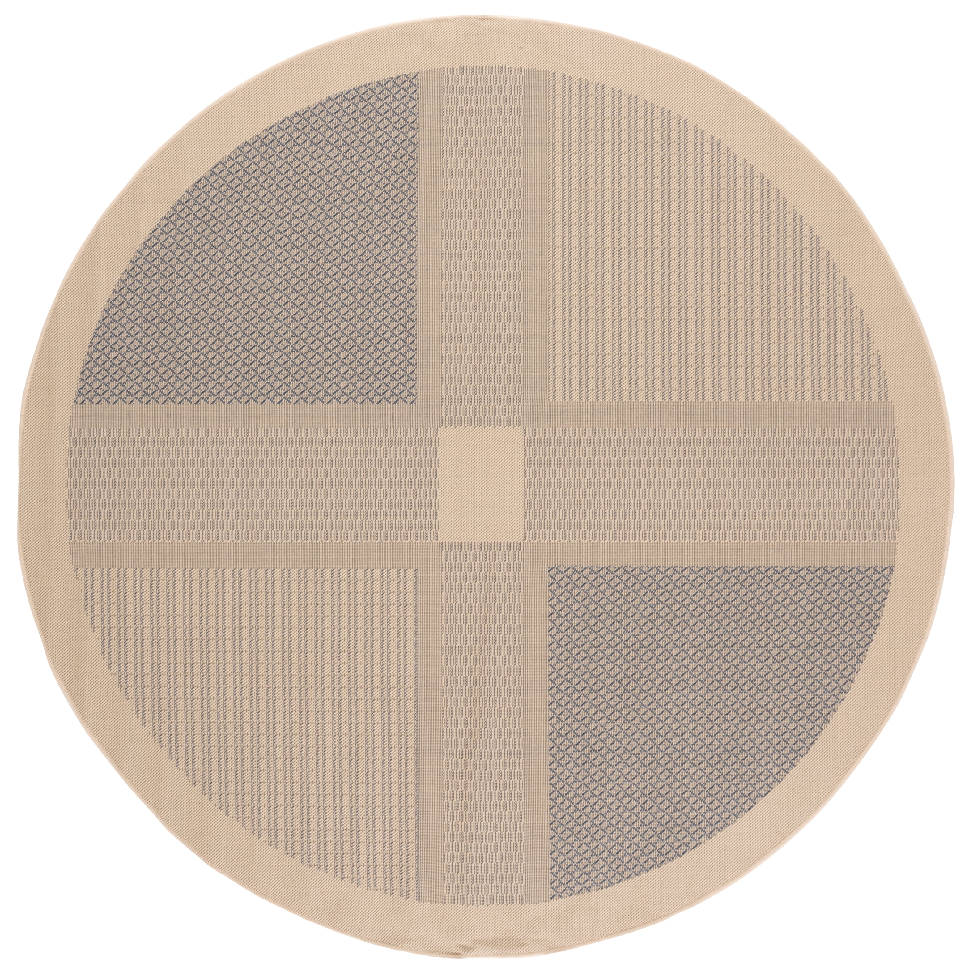 Safavieh Courtyard Eileen Geometric Indoor/Outdoor Area Rug, Natural/Blue, 6'7" x 6'7" Round