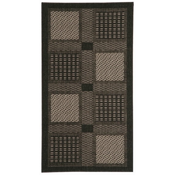 Safavieh Courtyard Eileen Geometric Indoor/Outdoor Area Rug, Black/Sand, 2'7" x 5'