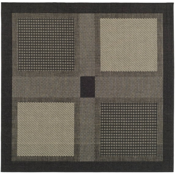 Safavieh Courtyard Eileen Geometric Indoor/Outdoor Area Rug, Black/Sand, 6'7" x 6'7" Square