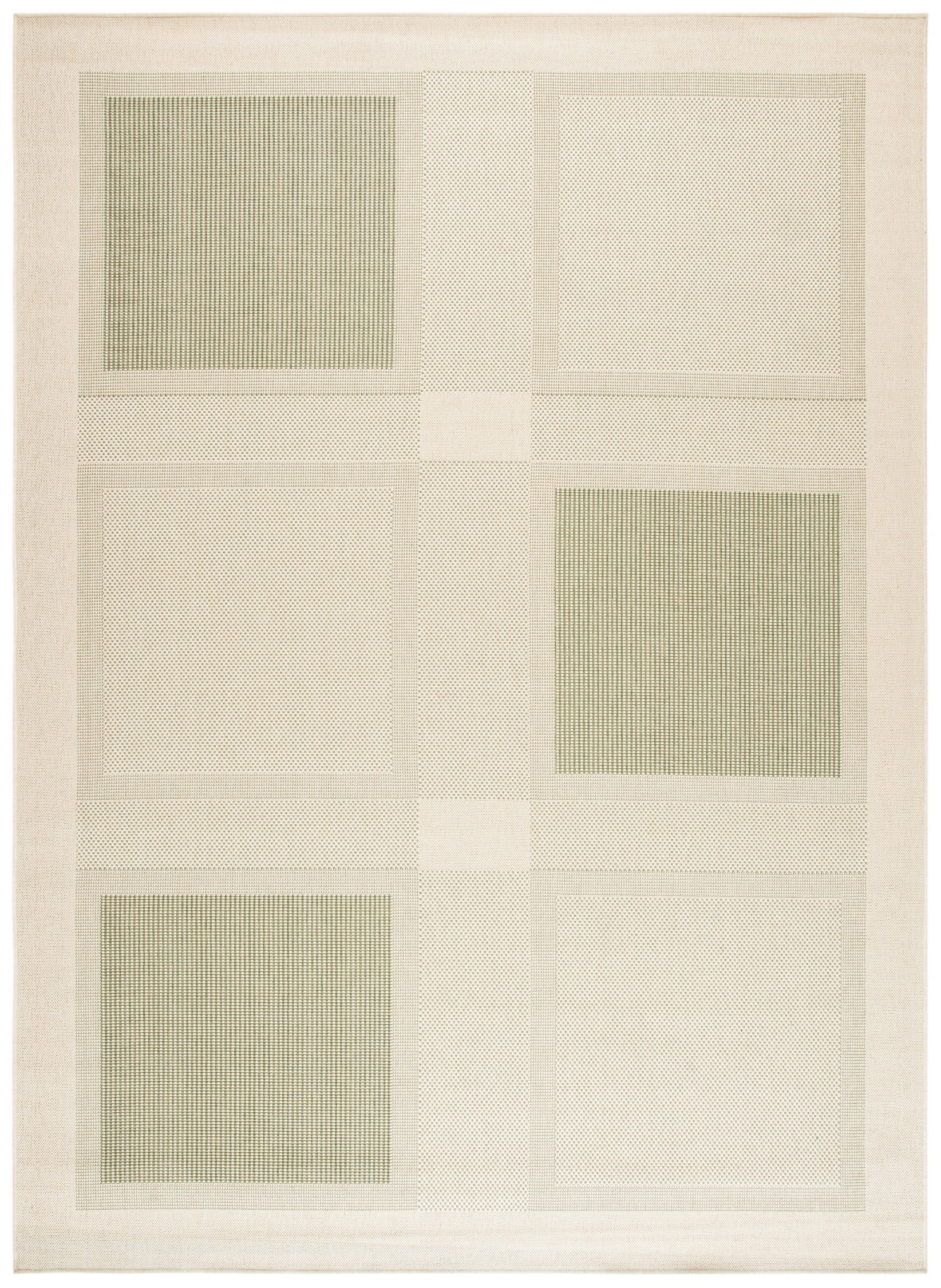Natural Olive Geometric Flat Woven Indoor/Outdoor Area Rug 9' x 12'
