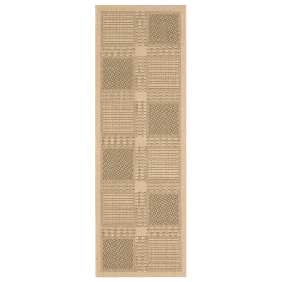 Safavieh Courtyard Eileen Geometric Indoor/Outdoor Runner Rug, Natural/Olive, 2'3" x 6'7"