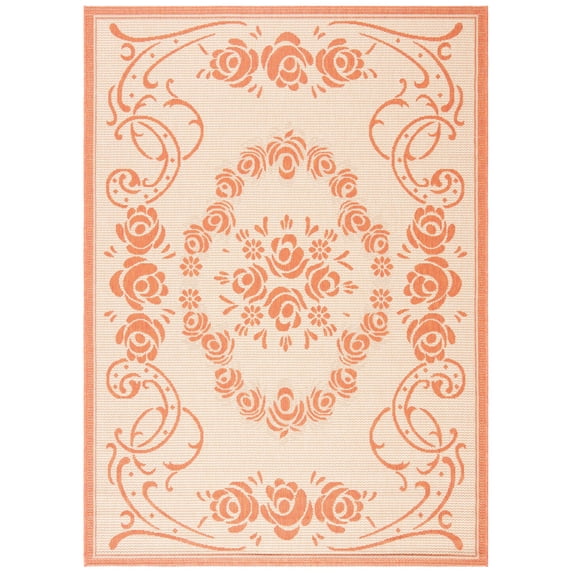 Safavieh Courtyard Elena Oriental Indoor/Outdoor Area Rug, Natural/Terracotta, 4' x 5'7"