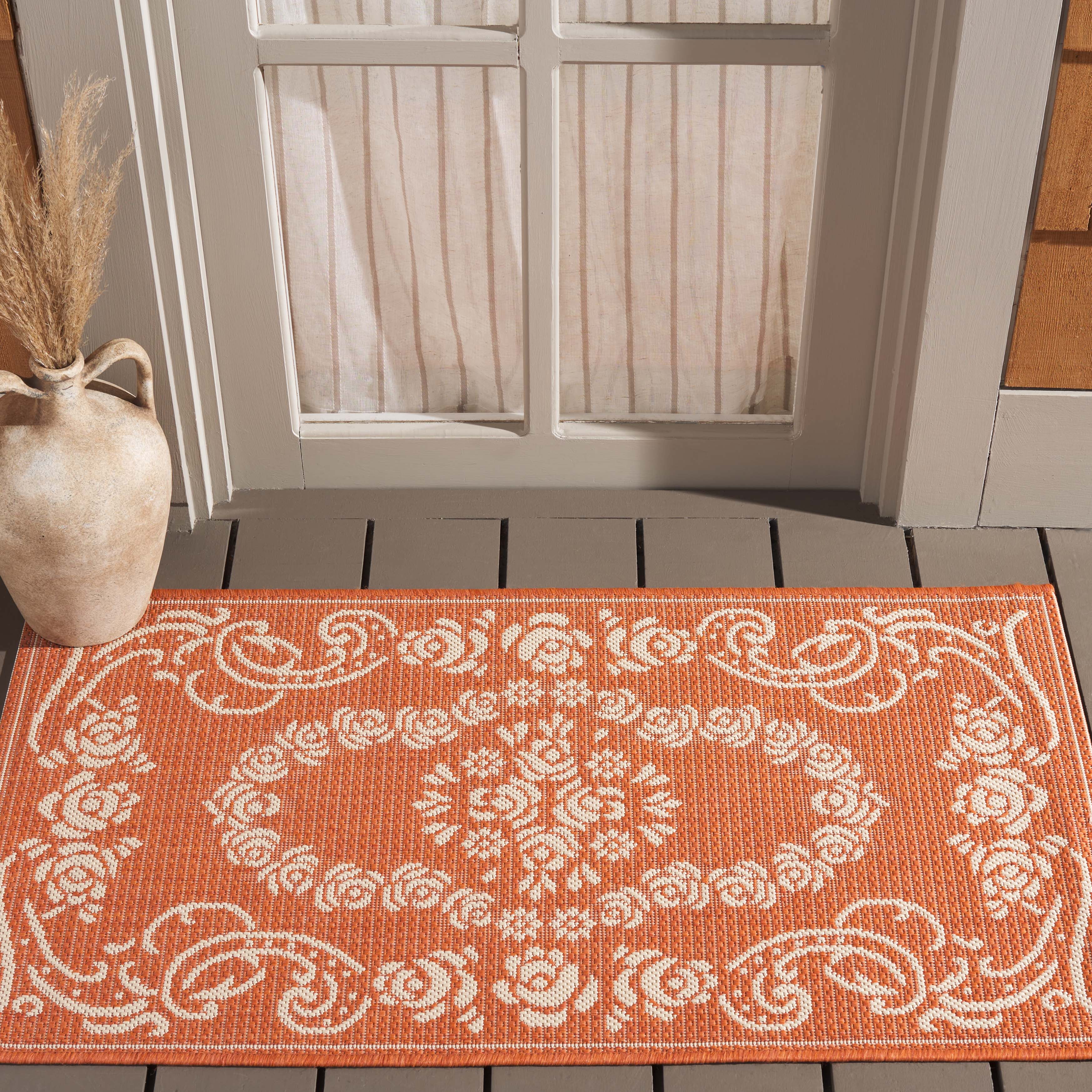 Safavieh Courtyard Elena Oriental Indoor/Outdoor Area Rug, Terracotta/Natural, 2' x 3'7"