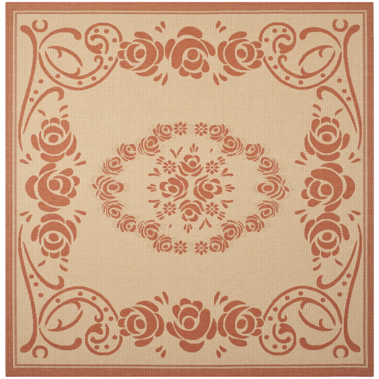 Elena 7'10" Square Natural & Terra Indoor/Outdoor Rug