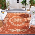 thumbnail image 1 of Safavieh Courtyard Elena Oriental Indoor/Outdoor Area Rug, Terracotta/Natural, 9' x 12', 1 of 10