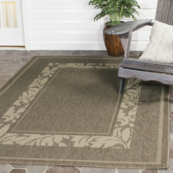 Safavieh Courtyard Elija Botanical Indoor/Outdoor Area Rug, Brown/Natural, 6'7" x 9'6"