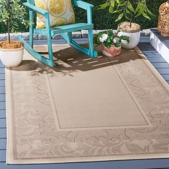 Safavieh Courtyard Elija Botanical Indoor/Outdoor Area Rug, Natural/Brown, 4' x 5'7"