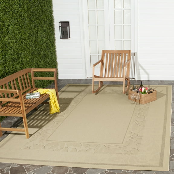 Safavieh Courtyard Elija Botanical Indoor/Outdoor Area Rug, Natural/Brown, 6'7" x 9'6"