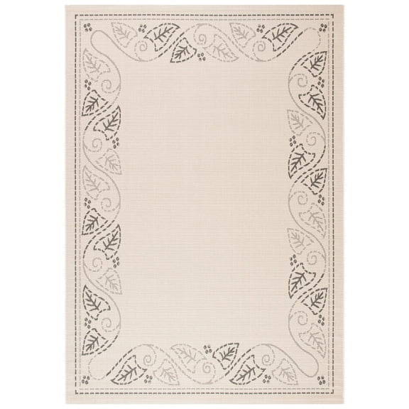 Safavieh Courtyard Eliza Botanical Indoor/Outdoor Area Rug, Sand/Black, 6'7" x 9'6"