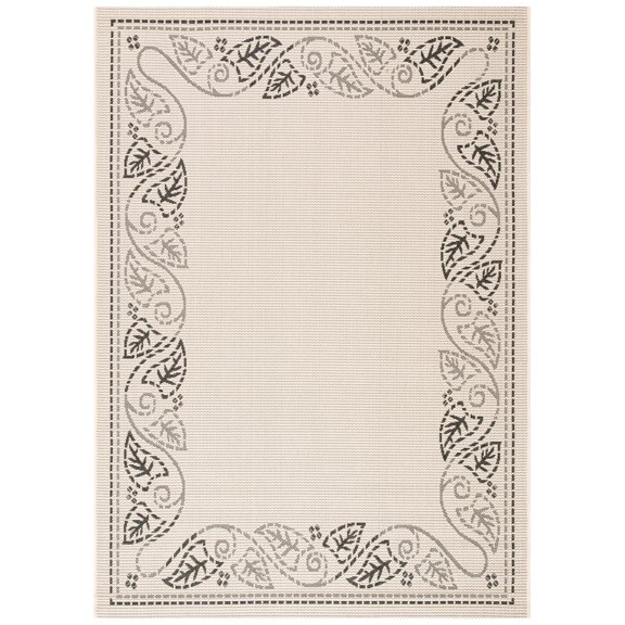 Safavieh Courtyard Eliza Botanical Indoor/Outdoor Area Rug, Sand/Black, 4' x 5'7"