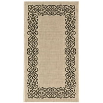 SAFAVIEH Courtyard Ellie Oriental Indoor/Outdoor Area Rug, Sand/Black, 2' x 3'7"