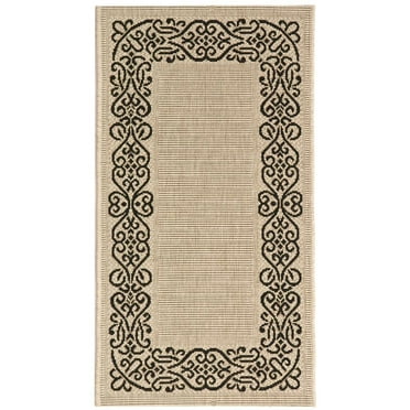 SAFAVIEH Courtyard Ellie Oriental Indoor/Outdoor Area Rug, Sand/Black, 2' x 3'7"
