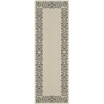 SAFAVIEH Courtyard Ellie Oriental Indoor/Outdoor Runner Rug, Sand/Black, 2'3" x 6'7"
