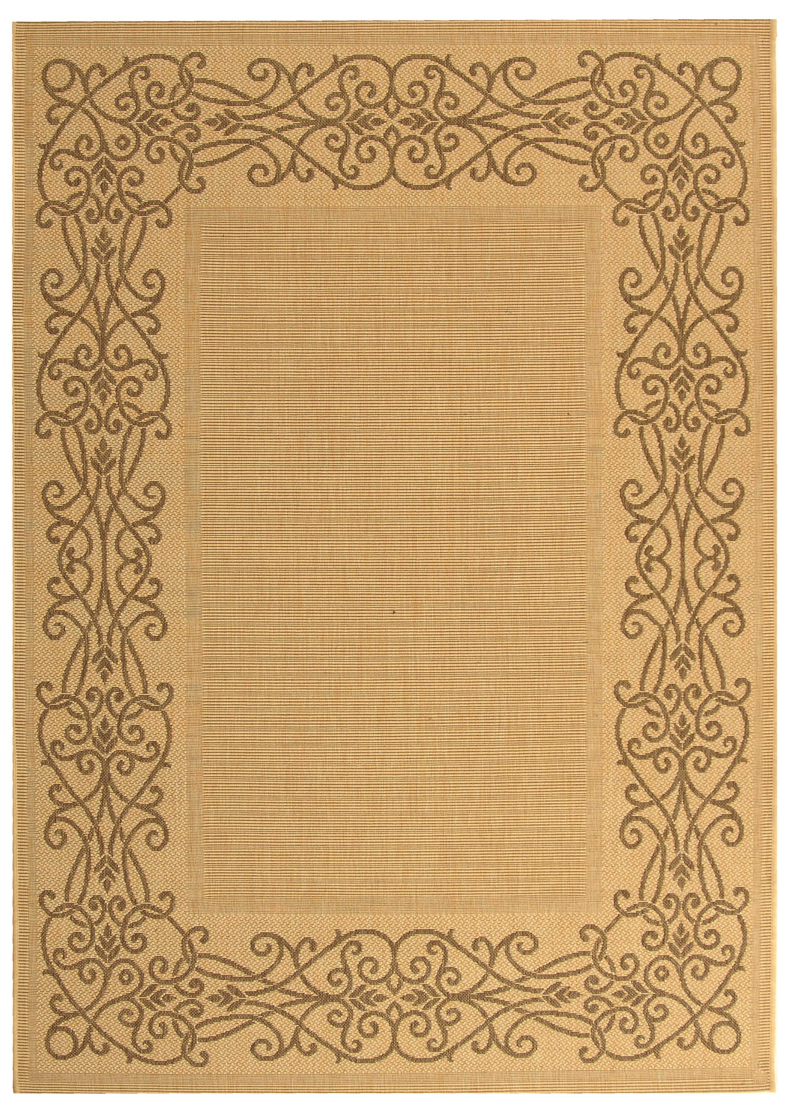 Natural Brown Rectangular Synthetic Indoor/Outdoor Rug
